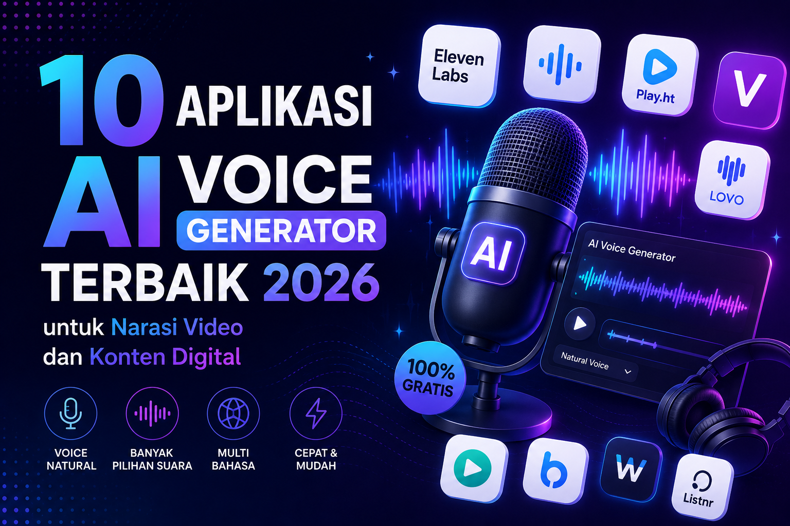 Aplikasi AI Voice Generator Terbaik 2026